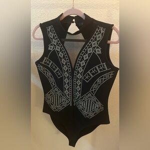 Embellished Black Sleeveless Top